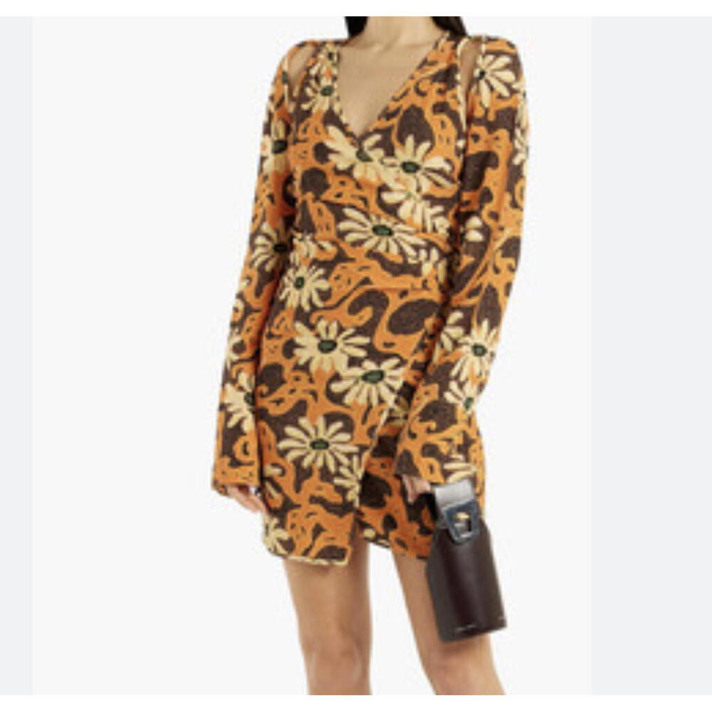 NANUSHKA Ira brown floral pattern wrap dress sz xs